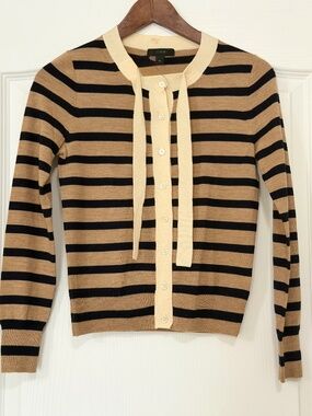 J. Crew Jackie Tie-Neck Cardigan Sweater in Stripes Size XS